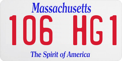 MA license plate 106HG1