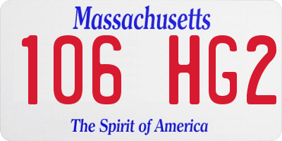 MA license plate 106HG2