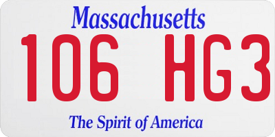 MA license plate 106HG3