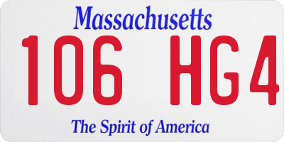 MA license plate 106HG4