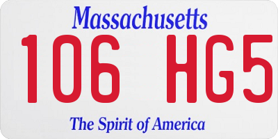 MA license plate 106HG5