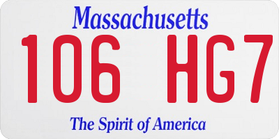 MA license plate 106HG7