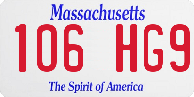 MA license plate 106HG9