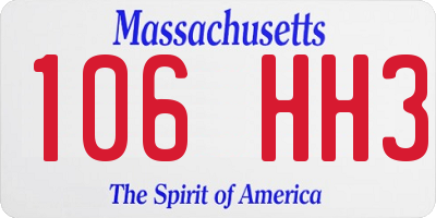 MA license plate 106HH3
