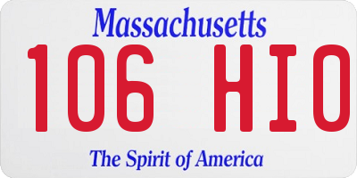 MA license plate 106HI0