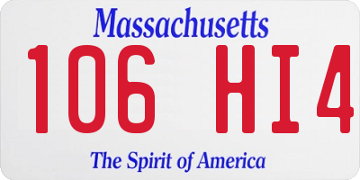 MA license plate 106HI4