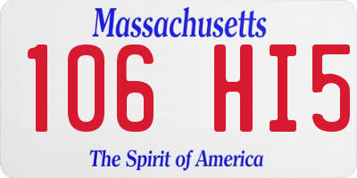 MA license plate 106HI5