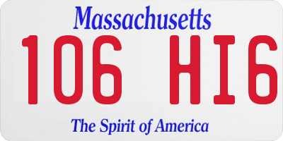 MA license plate 106HI6