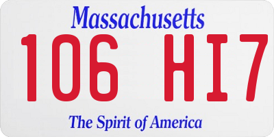 MA license plate 106HI7