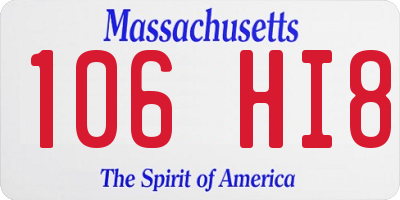 MA license plate 106HI8
