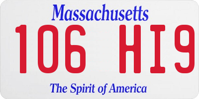 MA license plate 106HI9