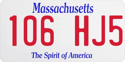 MA license plate 106HJ5