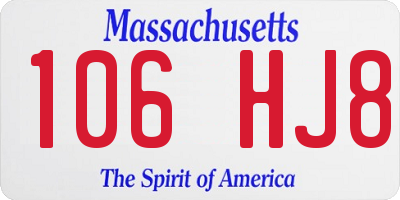 MA license plate 106HJ8