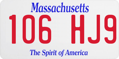 MA license plate 106HJ9
