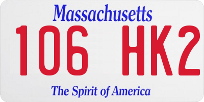 MA license plate 106HK2