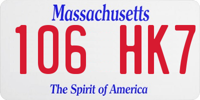 MA license plate 106HK7