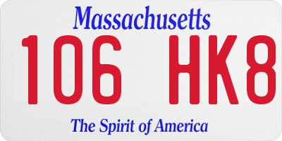 MA license plate 106HK8