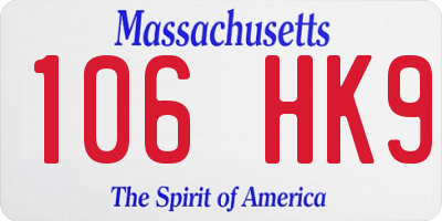 MA license plate 106HK9