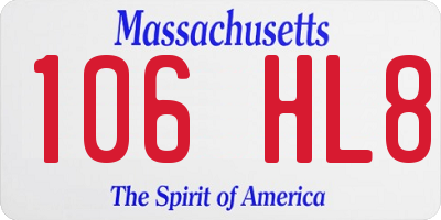 MA license plate 106HL8