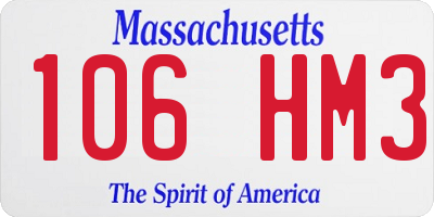 MA license plate 106HM3