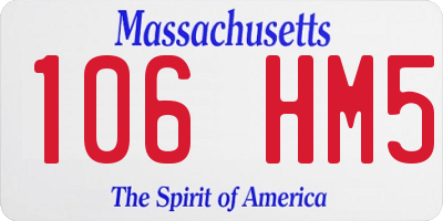 MA license plate 106HM5