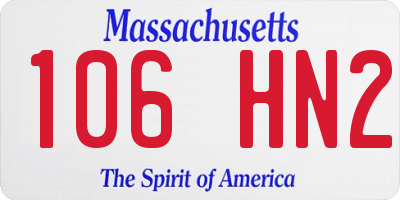 MA license plate 106HN2
