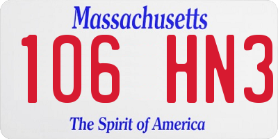 MA license plate 106HN3