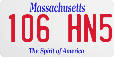 MA license plate 106HN5