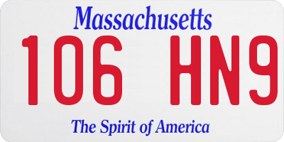 MA license plate 106HN9