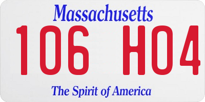 MA license plate 106HO4