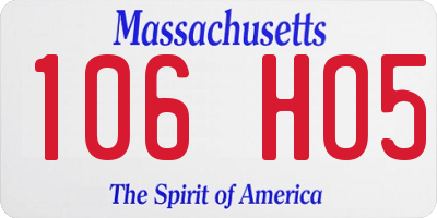 MA license plate 106HO5