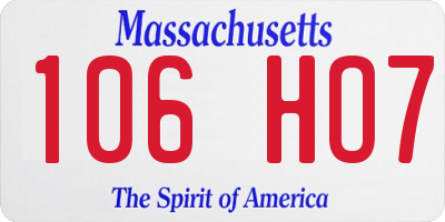MA license plate 106HO7