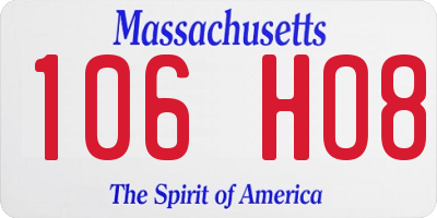 MA license plate 106HO8