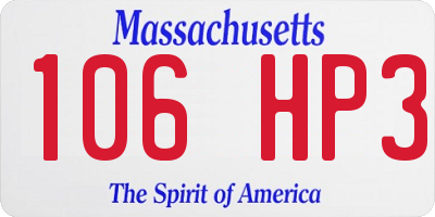 MA license plate 106HP3
