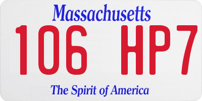 MA license plate 106HP7
