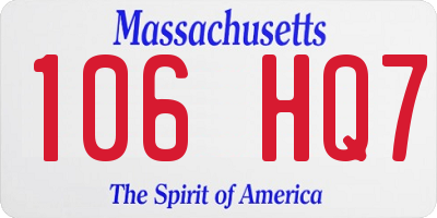 MA license plate 106HQ7