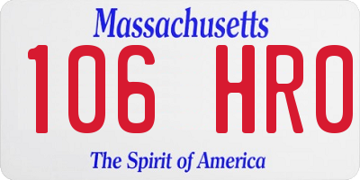 MA license plate 106HR0