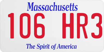 MA license plate 106HR3