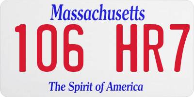 MA license plate 106HR7