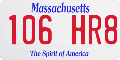 MA license plate 106HR8