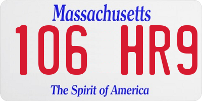MA license plate 106HR9