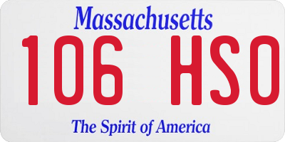 MA license plate 106HS0
