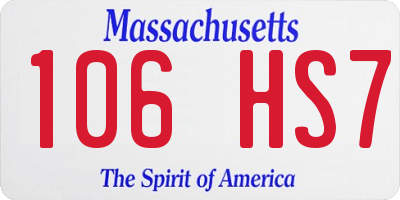 MA license plate 106HS7