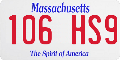MA license plate 106HS9