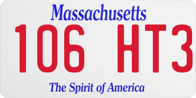 MA license plate 106HT3