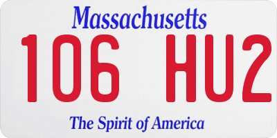MA license plate 106HU2