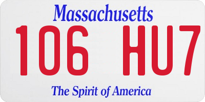 MA license plate 106HU7