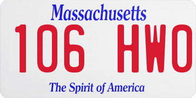 MA license plate 106HW0