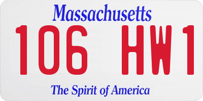 MA license plate 106HW1