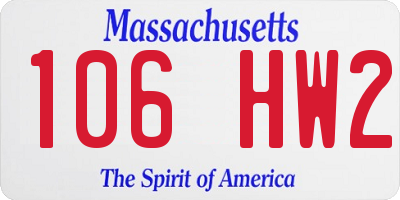 MA license plate 106HW2